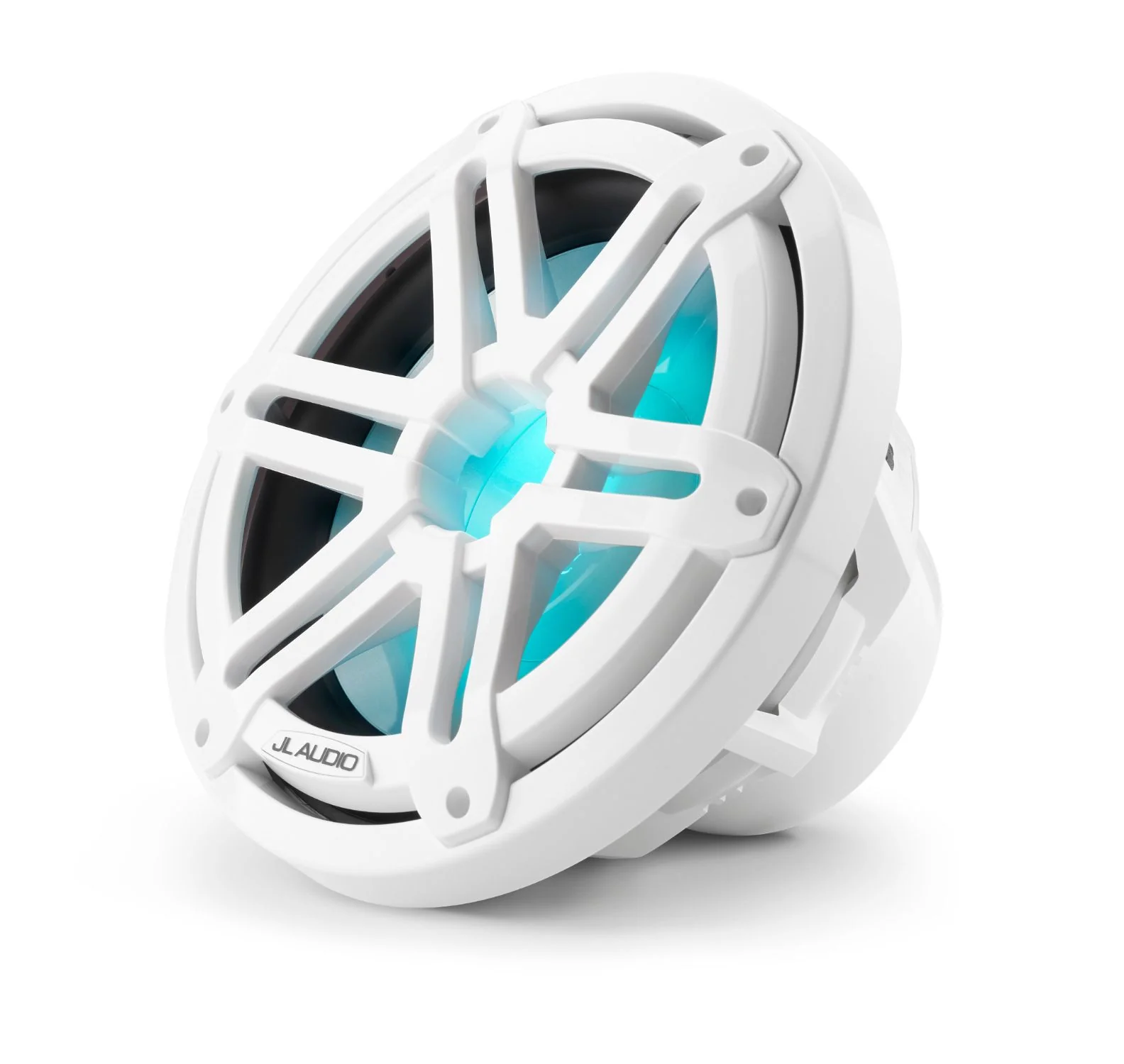 JL Audio - M3-10IB-S-Gw-i-4 10-inch (250 mm) Marine Subwoofer Driver, Gloss White Sport Grille with RGB LED Lighting, 4 Ω