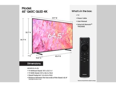 SAMSUNG QN65Q60C 65-Inch Class QLED 4K Q60C Series Quantum HDR, Dual LED, Object Tracking Sound Lite, Q-Symphony, Motion Xcelerator, Gaming Hub, Smart TV with Alexa Built-in - Image 4