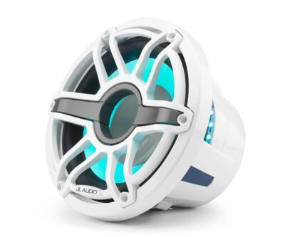 JL Audio - M6-10IB-S-GwGw-i-4 10-inch (250 mm) Marine Subwoofer Driver with Transflective LED Lighting, Gloss White Trim Ring, Gloss White Sport Grille