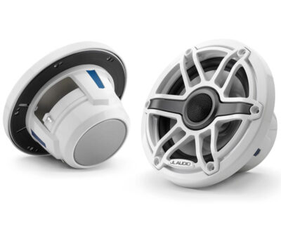 JL Audio - M6-650X-S-GwGw 6.5-inch (165 mm) Marine Coaxial Speakers, Gloss White Trim Ring, Gloss White Sport Grille