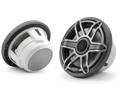 JL Audio - M6-770X-S-GmTi 7.7-inch (196 mm) Marine Coaxial Speakers, Gray Metallic Trim Ring, Titanium Sport Grille
