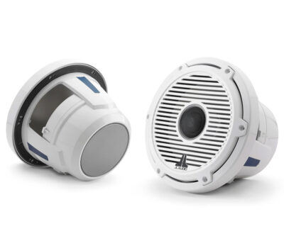 JL Audio - M6-880X-C-GwGw 8.8-inch (224 mm) Marine Coaxial Speakers, Gloss White Trim Ring, Gloss White Classic Grille