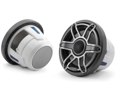 JL Audio - M6-880X-S-GmTi 8.8-inch (224 mm) Marine Coaxial Speakers, Gray Metallic Trim Ring, Titanium Sport Grille