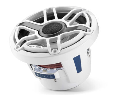 JL Audio - M6-880X-S-GwGw-i 8.8-inch (224 mm) Marine Coaxial Speakers with Transflective LED Lighting, Gloss White Trim Ring, Gloss White Sport Grille - Image 2