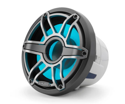 JL Audio - M6-8IB-S-GmTi-i-4 8-inch (200 mm) Marine Subwoofer Driver with Transflective LED Lighting, Gray Metallic Trim Ring, Titanium Sport Grille