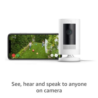 Ring - Stick Up Cam Plug-In - HD security camera with two-way talk, Works with Alexa, Black - Image 2