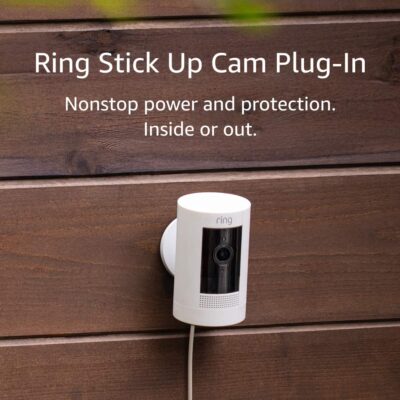Ring - Stick Up Cam Plug-In - HD security camera with two-way talk, Works with Alexa, Black - Image 3