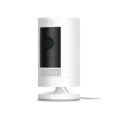 Ring - Stick Up Cam Plug-In - HD security camera with two-way talk, Works with Alexa, Black