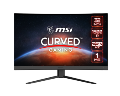 MSI-G32C4X - 32-inch Gaming Monitor, 1920 x 1080 (FHD) Curved Gaming Monitor, 1 ms, 250Hz, FreeSync, 1500R, HDMI, DisplayPort, Tilt Adjustable, Black