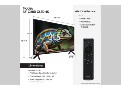 SAMSUNG - QN32Q60D - 32-Inch Class QLED 4K Q60D Series Quantum HDR Smart TV w/Object Tracking Sound Lite, Motion Xcelerator, Slim Design, Gaming Hub, Alexa Built-in (2024 Model) - Image 4