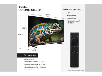 SAMSUNG - QN75Q60D - 75-Inch Class QLED 4K Q60D Series Quantum HDR Smart TV w/Object Tracking Sound Lite, Motion Xcelerator, Slim Design, Gaming Hub, Alexa Built-in (2024 Model) - Image 4