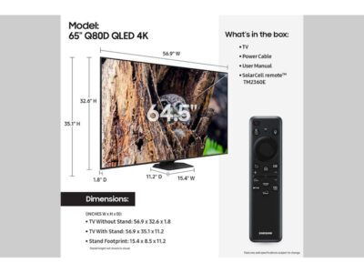 SAMSUNG - QN65Q80D - 65-inch Class QLED TV Q80D 4K HDR Smart, 2024 Model - Image 4