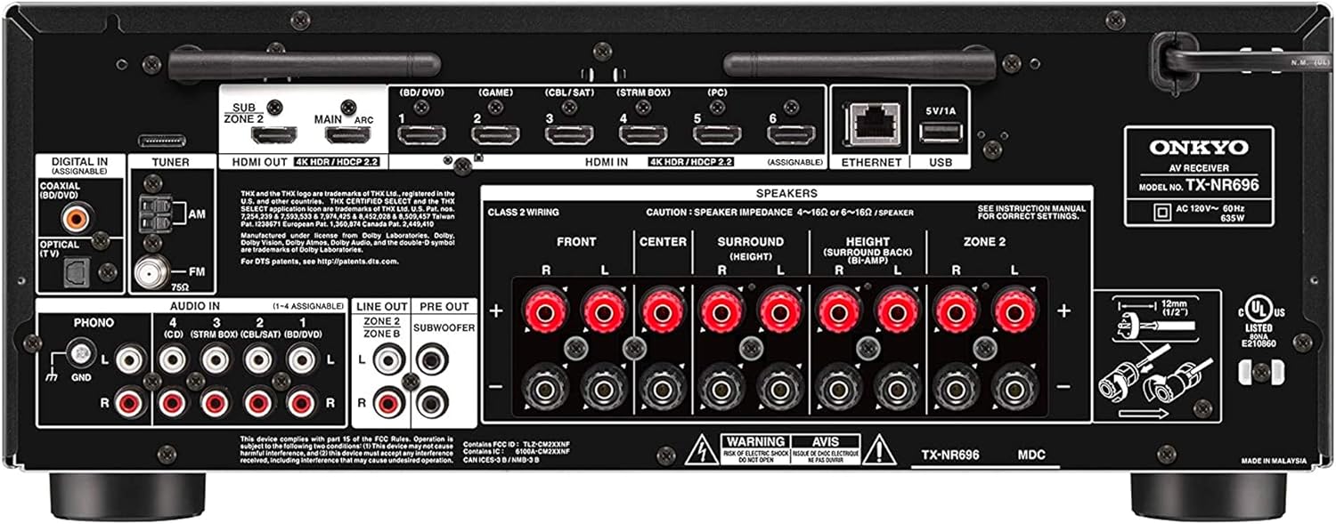 Onkyo TX-NR696 Home Audio Smart Audio and Video Receiver, Sonos Compatible and Dolby Atmos Enabled, 4K Ultra HD and AirPlay 2 - Image 2