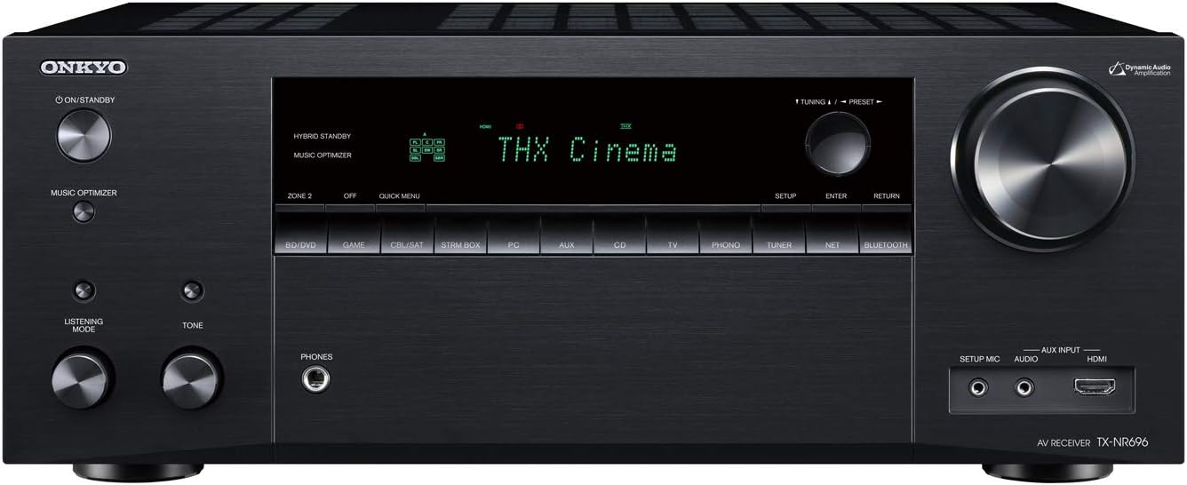 Onkyo TX-NR696 Home Audio Smart Audio and Video Receiver, Sonos Compatible and Dolby Atmos Enabled, 4K Ultra HD and AirPlay 2