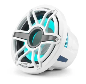 JL Audio - M6-10W-S-GwGw-i-4 10-inch (250 mm) Marine Subwoofer Driver with Transflective LED Lighting, Gloss White Trim Ring, Gloss White Sport Grille, 4 Ω