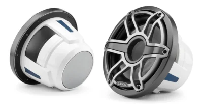 JL Audio - M6-10W-S-GmTi-4 10-inch (250 mm) Marine Subwoofer Driver, Gray Metallic Trim Ring, Titanium Sport Grille, 4 Ω