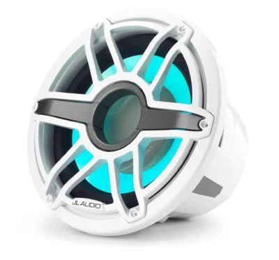 JL Audio - M7-12IB-S-GwGw-i-4 12-inch (300 mm) Marine Subwoofer Driver with Transflective LED Lighting, Gloss White Trim Ring, Gloss White Sport Grille, 4 Ω