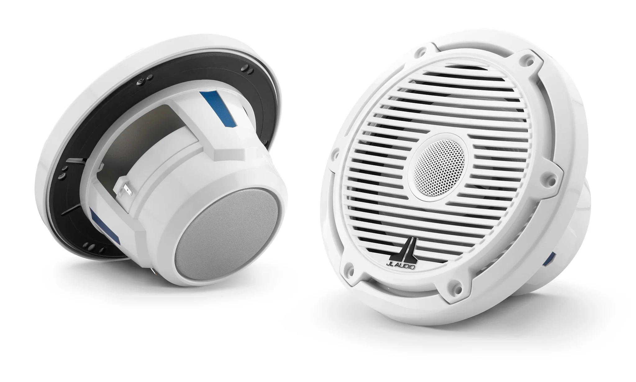 JL Audio - M6-650X-C-3Gw 6.5-inch (165 mm) Marine Coaxial Speakers, Gloss White Trim Ring, Gloss White Classic Grille, White Tweeter Mesh
