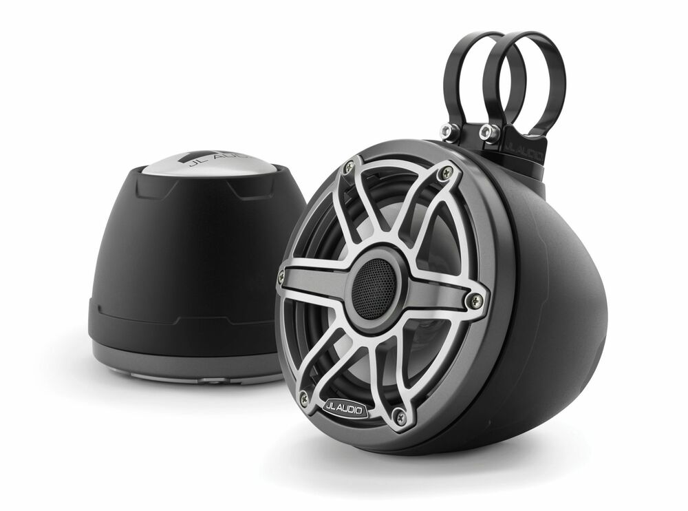 JL Audio - M6-650VEX-Mb-S-GmTi 6.5-inch (165 mm) Enclosed Coaxial System, Matte Black Enclosure, Gray Metallic Trim Ring, Titanium Sport Grille