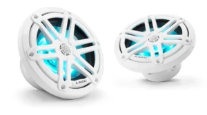 JL Audio - M3-650X-S-Gw-i 6.5-inch (165 mm) Marine Coaxial Speakers, Gloss White Sport Grilles with RGB LED Lighting