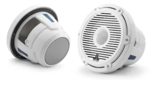 JL Audio - M6-880X-C-3Gw 8.8-inch (224 mm) Marine Coaxial Speakers, Gloss White Trim Ring, Gloss White Classic Grille, White Tweeter Mesh