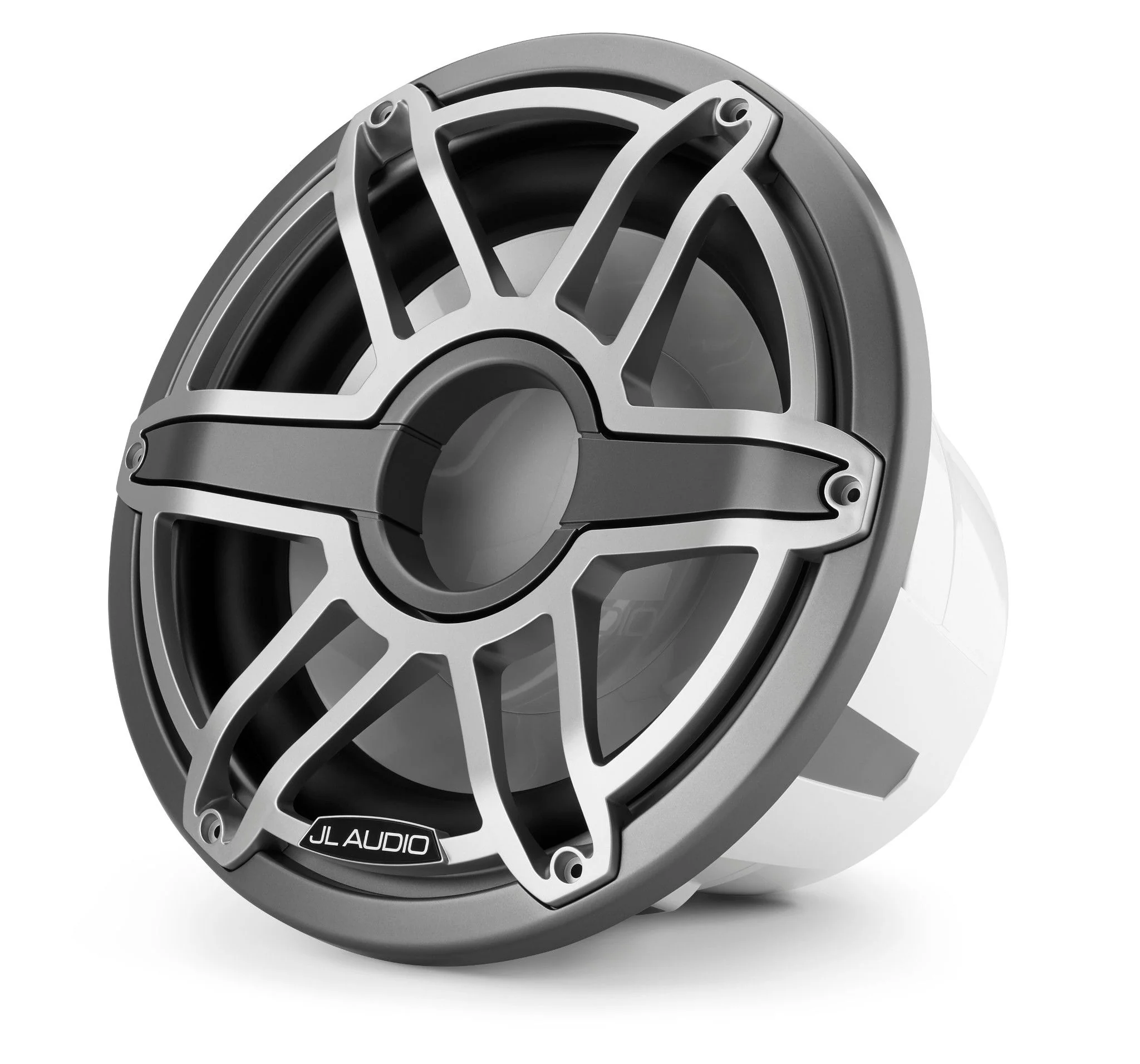 JL Audio - M7-12IB-S-GmTi-4 12-inch (300 mm) Marine Subwoofer Driver, Gray Metallic Trim Ring, Titanium Sport Grille, 4 Ω