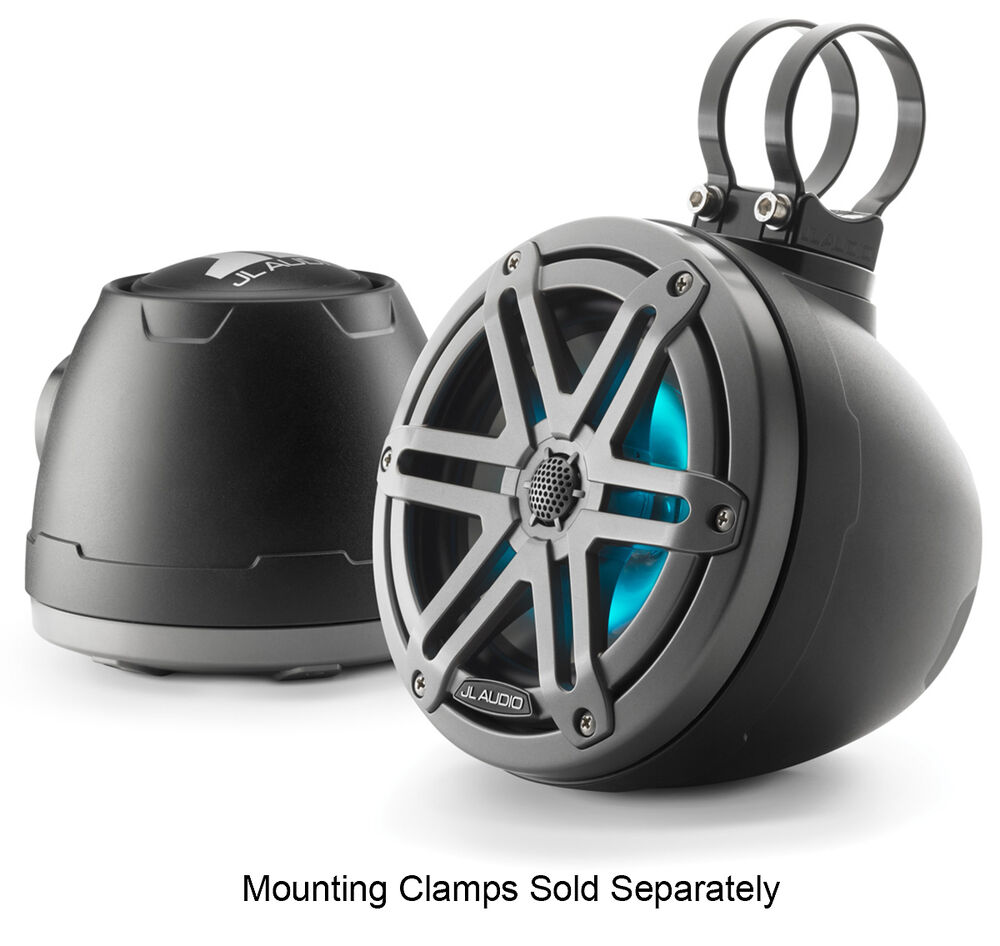 JL Audio - M3-650VEX-Mb-S-Gm-i 6.5-inch (165 mm) Enclosed Coaxial System with RGB LED Lighting, Matte Black Enclosure, Gray Metallic Sport Grilles