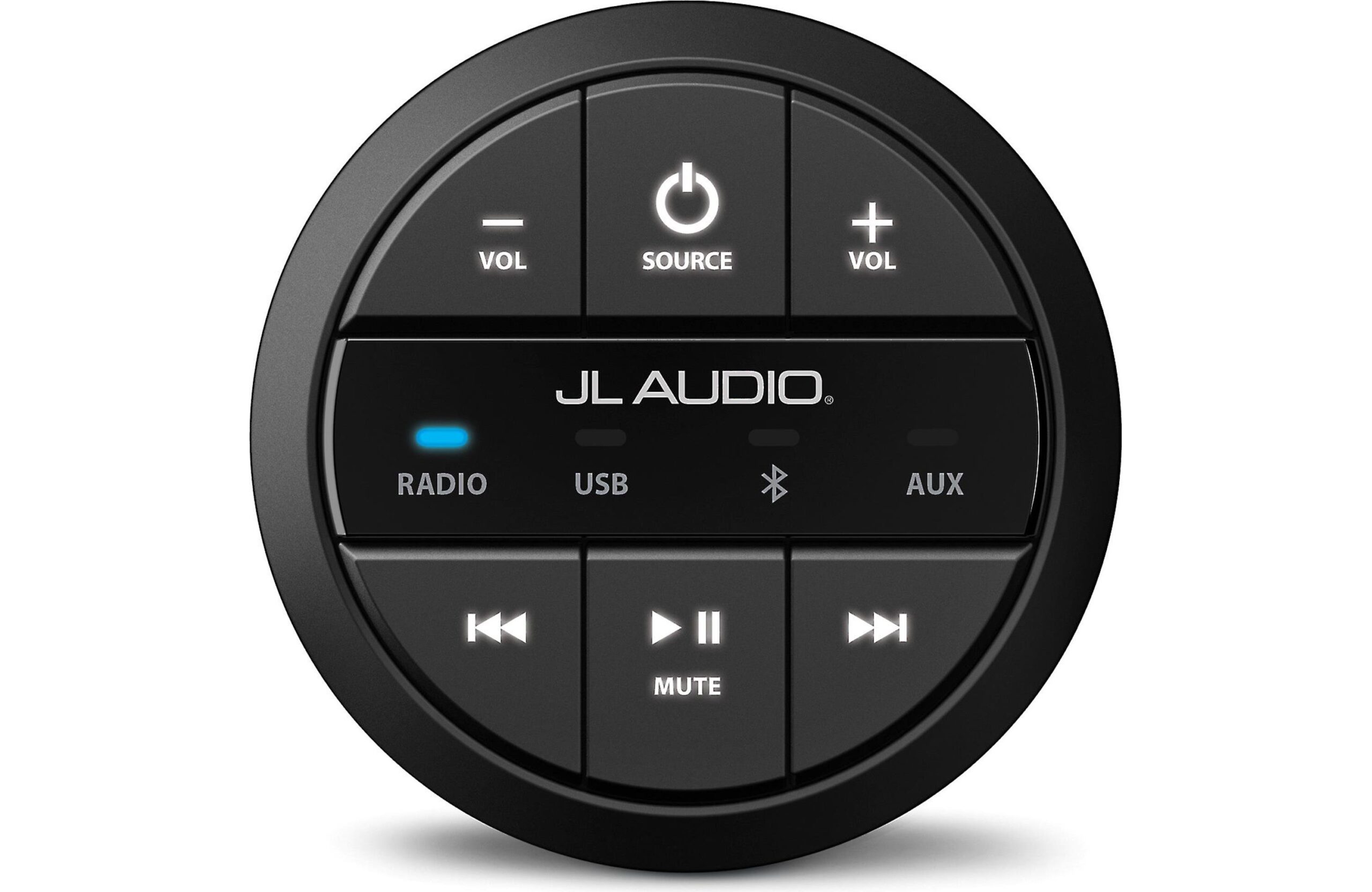 JL Audio - MMR-20-BE Round, wired, non-display remote controller for use with MediaMaster