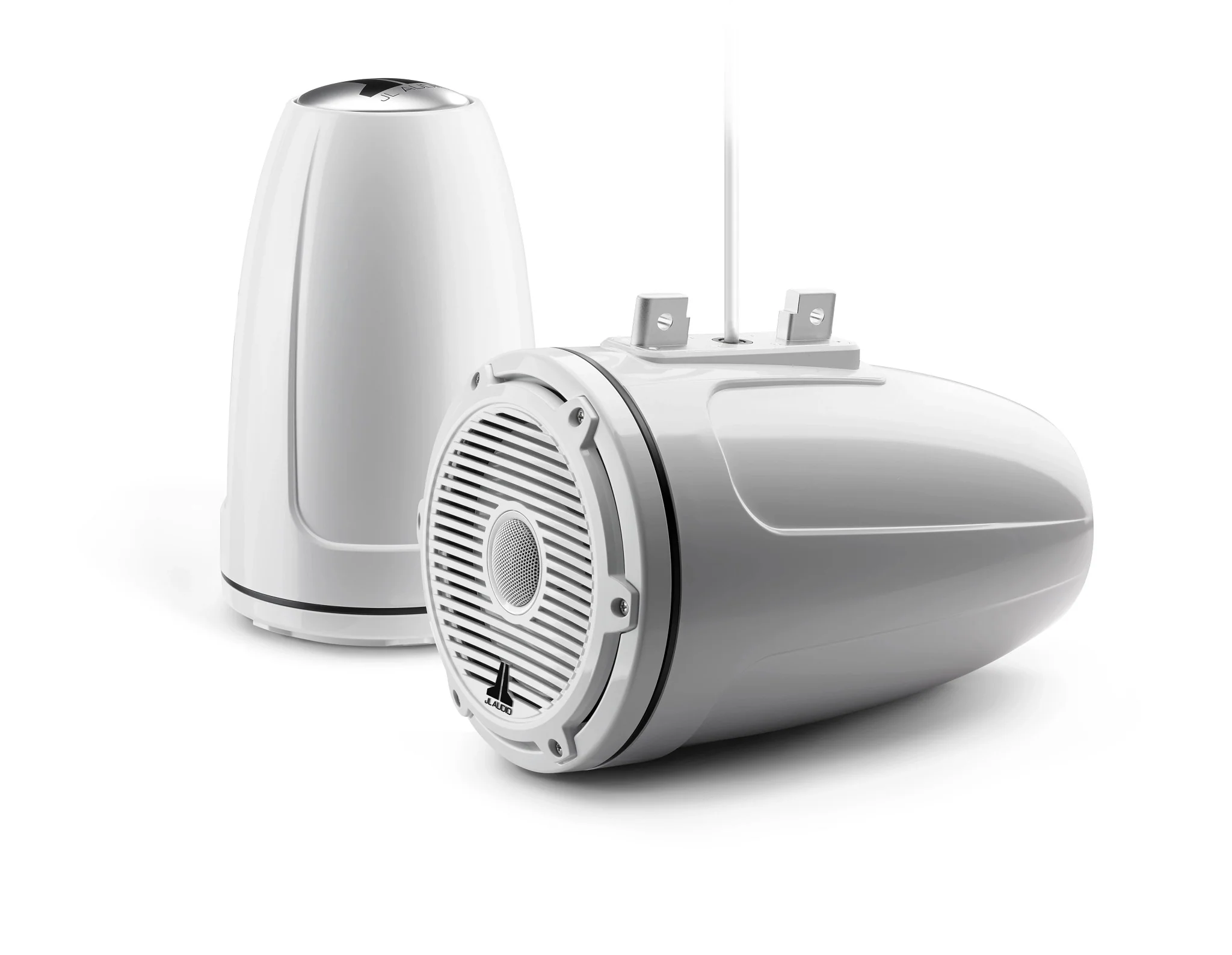 JL Audio - M6-770ETXv3-Gw-C-3Gw 7.7-inch (196 mm) Enclosed Tower Coaxial System, Gloss White Enclosure, Gloss White Trim Ring, Gloss White Classic Grille, White Tweeter Mesh
