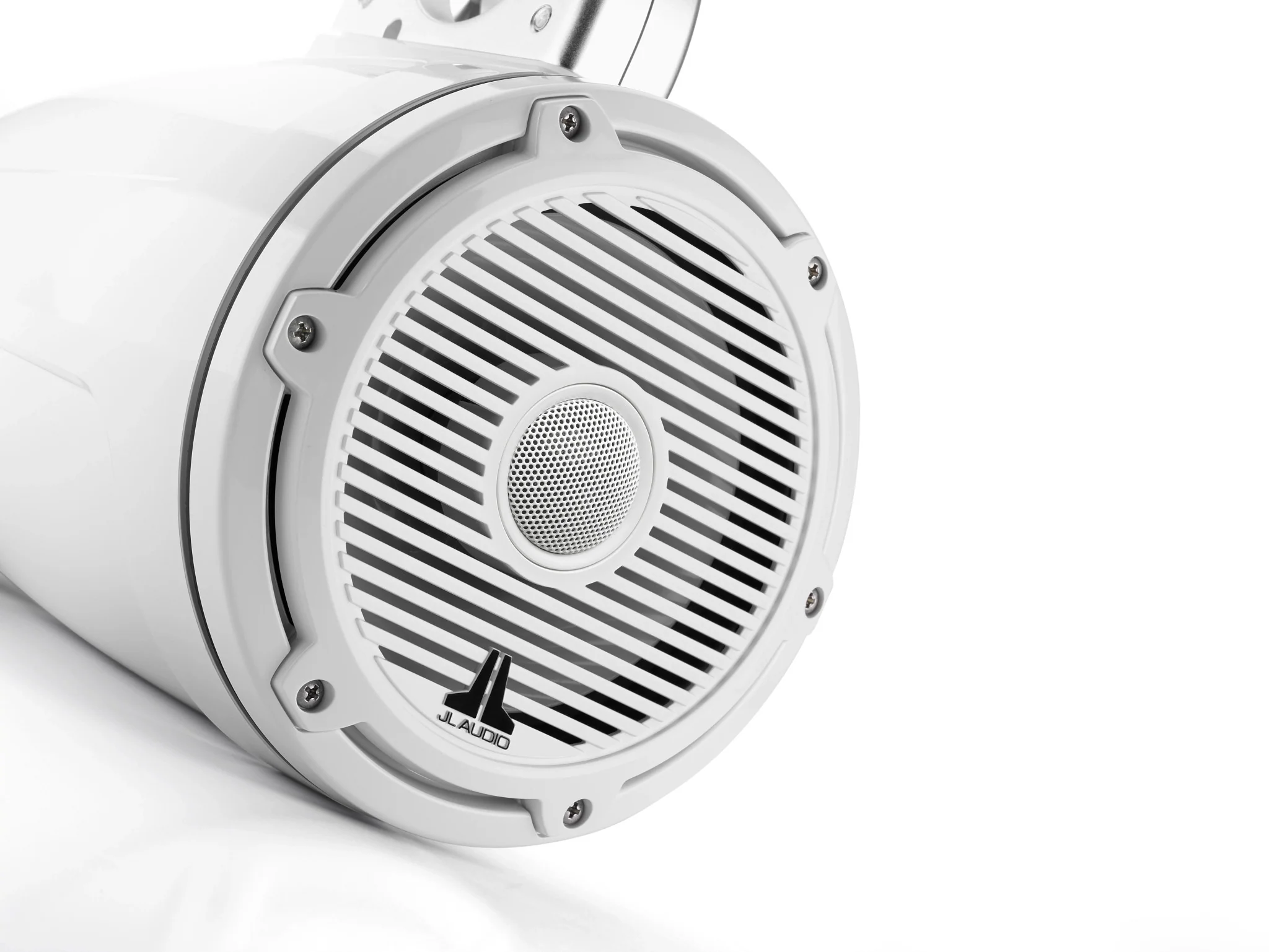 JL Audio - M6-770ETXv3-Gw-C-3Gw 7.7-inch (196 mm) Enclosed Tower Coaxial System, Gloss White Enclosure, Gloss White Trim Ring, Gloss White Classic Grille, White Tweeter Mesh - Image 2