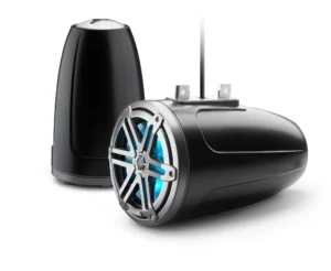 JL Audio - M3-770ETXv3-Sb-S-Gm-i 7.7-inch (196 mm) Enclosed Tower Coaxial System, Satin Black Enclosure, Gray Metallic Sport Grille with RGB LED Lighting