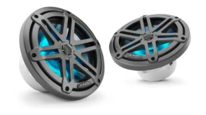 JL Audio - M3-770X-S-Gm-i 7.7-inch (196 mm) Marine Coaxial Speakers, Gray Metallic Sport Grilles with RGB LED Lighting