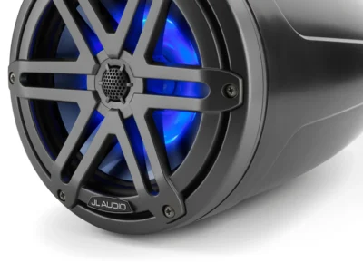 JL Audio - M3-770ETXv3-Sb-S-Gm-i 7.7-inch (196 mm) Enclosed Tower Coaxial System, Satin Black Enclosure, Gray Metallic Sport Grille with RGB LED Lighting - Image 2