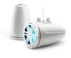 JL Audio - M3-770ETXv3-Gw-S-Gw-i 7.7-inch (196 mm) Enclosed Tower Coaxial System, Gloss White Enclosure, Gloss White Sport Grille with RGB LED Lighting