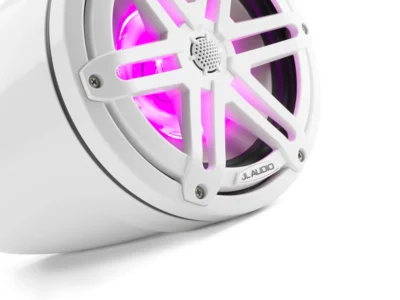 JL Audio - M3-770ETXv3-Gw-S-Gw-i 7.7-inch (196 mm) Enclosed Tower Coaxial System, Gloss White Enclosure, Gloss White Sport Grille with RGB LED Lighting - Image 2