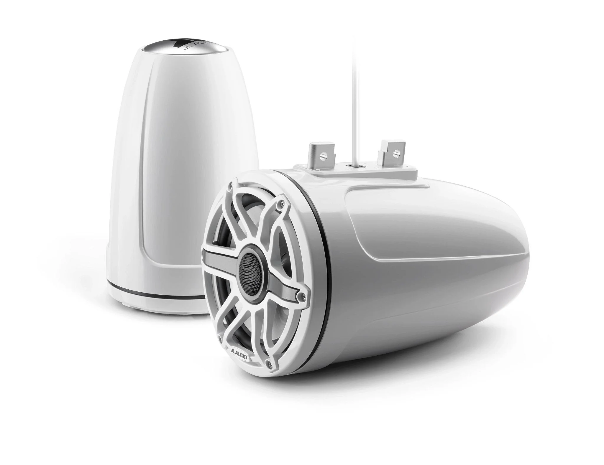 JL Audio - M6-770ETXv3-Gw-S-GwGw 7.7-inch (196 mm) Enclosed Tower Coaxial System, Gloss White Enclosure, Gloss White Trim Ring, Gloss White Sport Grille