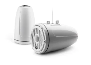 JL Audio - M6-880ETXv3-Gw-C-3Gw 8.8-inch (224 mm) Enclosed Tower Coaxial System, Gloss White Enclosure, Gloss White Trim Ring, Gloss White Classic Grille, White Tweeter Mesh