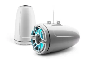 JL Audio - M6-880ETXv3-Gw-S-GwGw-i 8.8-inch (224 mm) Enclosed Tower Coaxial System with Transflective LED Lighting, Gloss White Enclosure, Gloss White Trim Ring, Gloss White Sport Grille
