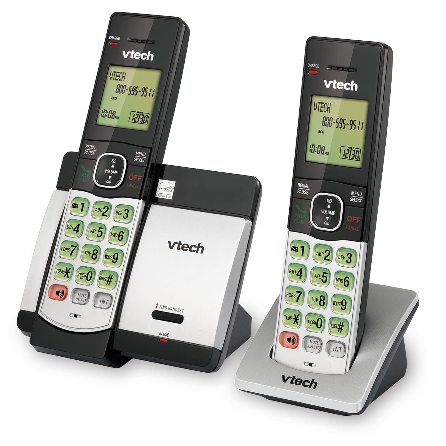 VTech - CS5119-2 DECT 6.0 Expandable Cordless Phone System - Gray/Black - Image 2