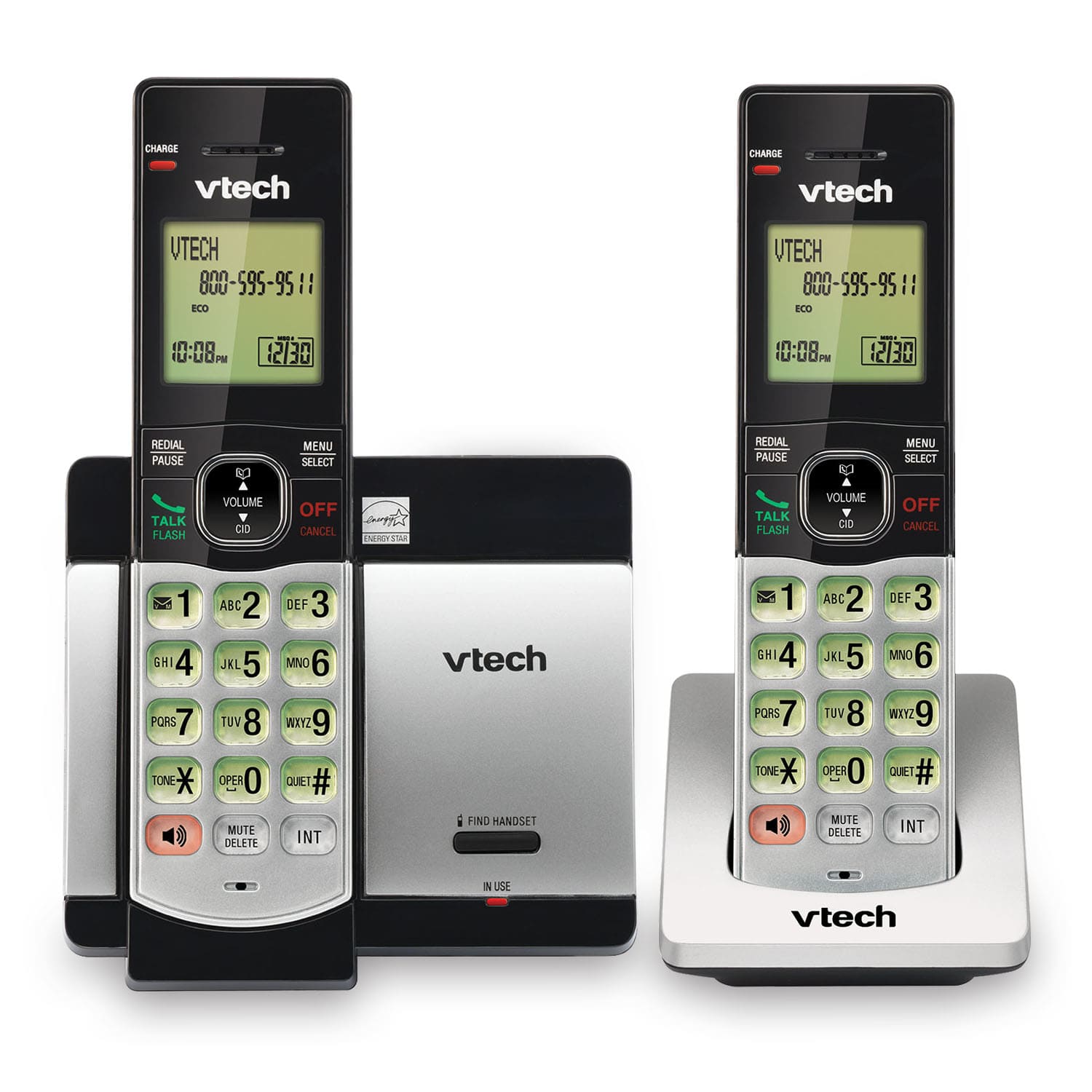 VTech - CS5119-2 DECT 6.0 Expandable Cordless Phone System - Gray/Black